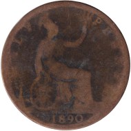 Монета 1/2 пенни. 1890 год, Великобритания. Монета 1/2 пенни. 1890 год, Великобритания.