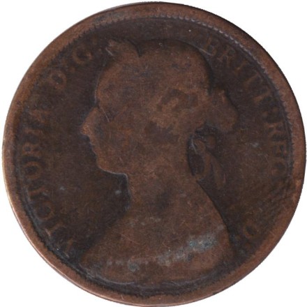 Монета 1/2 пенни. 1890 год, Великобритания.