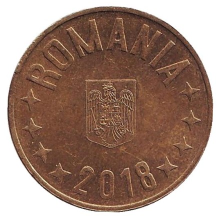 Монета 50 бани. 2018 год, Румыния.