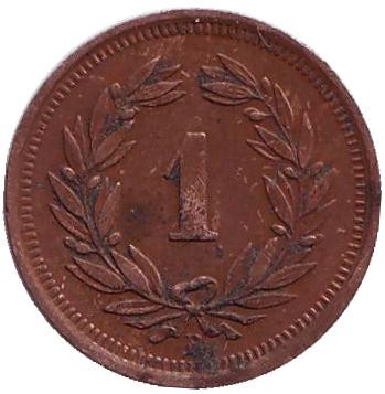 Монета 1 раппен. 1930 год, Швейцария.