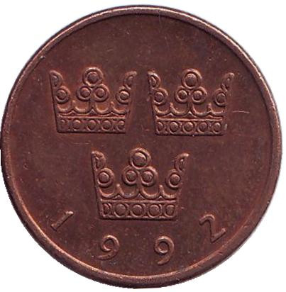 Монета 50 эре. 1992 год (D), Швеция.