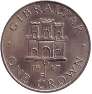 Монета 1 крона. 1967 год, Гибралтар. Замок.