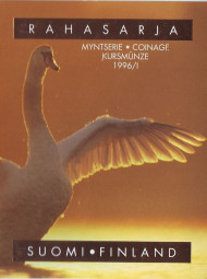 Лебедь. Набор монет Финляндии в буклете (5 шт., с жетоном), 1996 год, Финляндия. (Вар. I) Лебедь. Набор монет Финляндии в буклете (5 шт., с жетоном), 1996 год, Финляндия. (Вар. I)