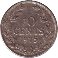 Монета 10 центов. 1975 год, Либерия. Монета 10 центов. 1975 год, Либерия.