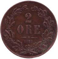 Монета 2 эре. 1872 год, Швеция. Монета 2 эре. 1872 год, Швеция.