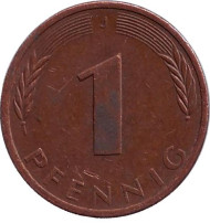 Монета 1 пфенниг. 1978 год (J), ФРГ. Дубовые листья. Монета 1 пфенниг. 1978 год (J), ФРГ. Дубовые листья.