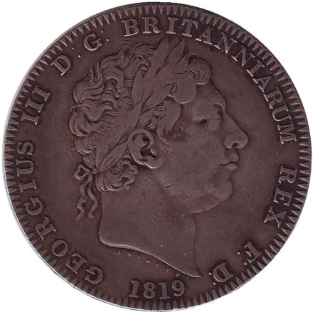 Монета 1 крона. 1819 год, Великобритания. Георг III. Монета 1 крона. 1819 год, Великобритания. Георг III.