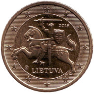 Монета 50 центов. 2015 год, Литва.