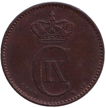 Монета 2 эре. 1889 год, Дания.