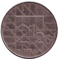 Монета 2,5 гульдена, 1986 год, Нидерланды. Монета 2,5 гульдена, 1986 год, Нидерланды.