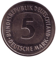 Монета 5 марок. 1981 год (G), Германия. Монета 5 марок. 1981 год (G), Германия.