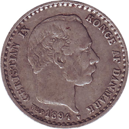 Монета 10 эре. 1894 год, Дания. Монета 10 эре. 1894 год, Дания.