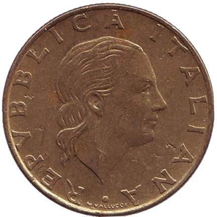 Монета 200 лир. 1985 год, Италия. Монета 200 лир. 1985 год, Италия.