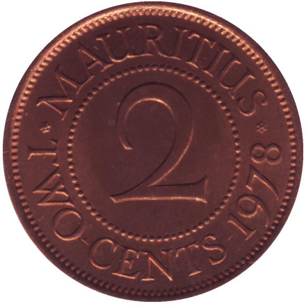 Монета 2 цента. 1978 год, Маврикий.