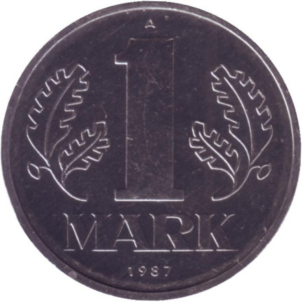 Монета 1 марка. 1987 год (A), ГДР. BU.