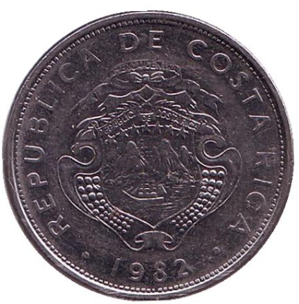 Монета 1 колон. 1982 год, Коста-Рика. Монета 1 колон. 1982 год, Коста-Рика.