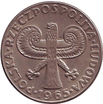 Монета 10 злотых. 1965 год, Польша. 700 лет Варшаве. Колонна Сигизмунда. Монета 10 злотых. 1965 год, Польша. 700 лет Варшаве. Колонна Сигизмунда.