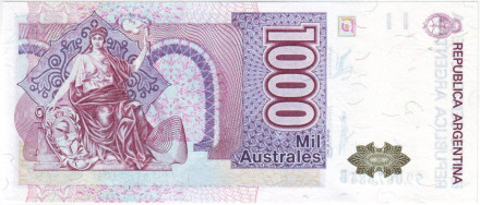 Банкнота 1000 аустралей. 1988-1990 гг., Аргентина. Р-329 (4-1).