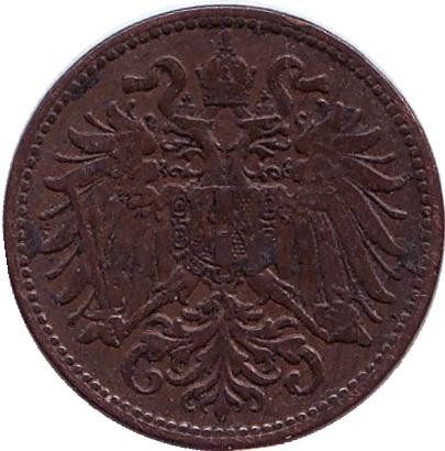 Монета 2 геллера. 1907 год, Австро-Венгерская империя. Австрийский тип. Монета 2 геллера. 1907 год, Австро-Венгерская империя. Австрийский тип.