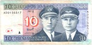 Банкнота 10 литов. 2007 год, Литва. Лётчики Дарюс и Гиренас. Банкнота 10 литов. 2007 год, Литва. Лётчики Дарюс и Гиренас.
