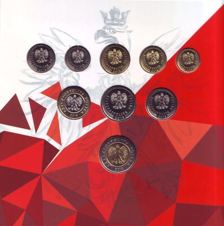 100-летие независимости Польши. Набор монет (9 шт.), 2018 год, Польша. 100-летие независимости Польши. Набор монет (9 шт.), 2018 год, Польша.