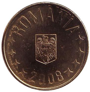 Монета 1 бан. 2008 год, Румыния. UNC.