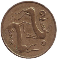 Монета 2 цента. 1983 год, Кипр. Козлы.