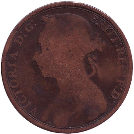 Монета 1 пенни. 1891 год, Великобритания.