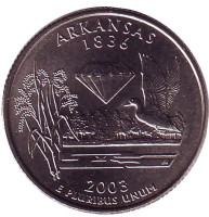Арканзас. Монета 25 центов (D). 2003 год, США.