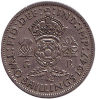 Монета 2 шиллинга. 1947 год, Великобритания. Монета 2 шиллинга. 1947 год, Великобритания.