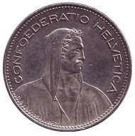 Монета 5 франков. 1995 год, Швейцария. Вильгельм Телль. Монета 5 франков. 1995 год, Швейцария. Вильгельм Телль.