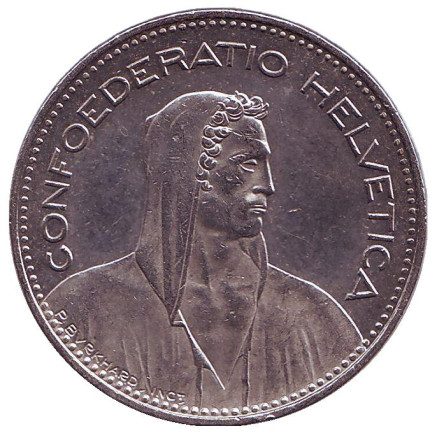 Монета 5 франков. 1995 год, Швейцария. Вильгельм Телль.