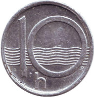 Монета 10 геллеров. 1998 год, Чехия. Монета 10 геллеров. 1998 год, Чехия.