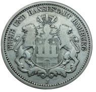 Монета 2 марки. 1876 год, Германская империя. Гамбург. Монета 2 марки. 1876 год, Германская империя. Гамбург.