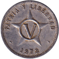 Монета 5 сентаво. 1972 год, Куба. Монета 5 сентаво. 1972 год, Куба.