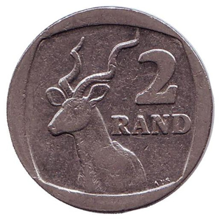 Монета 2 ранда. 1991 год, ЮАР. Антилопа.