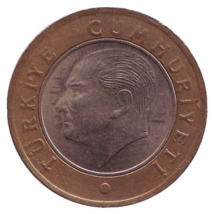 Монета 1 лира. 2018 год, Турция.