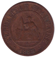Монета 1 сантим. 1888 год, Французский Индокитай. Монета 1 сантим. 1888 год, Французский Индокитай.