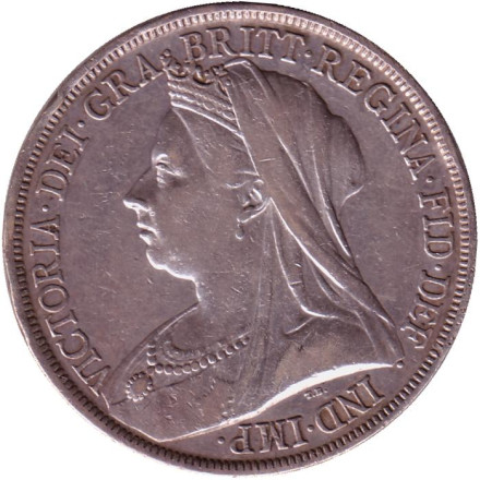 Монета 1 крона. 1893 год, Великобритания. (LVI). Монета 1 крона. 1893 год, Великобритания. (LVI).
