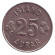 Монета 25 аураров. 1965 год, Исландия. Монета 25 аураров. 1965 год, Исландия.
