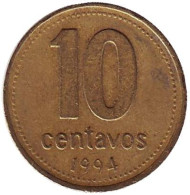 Монета 10 сентаво. 1994 год, Аргентина. Монета 10 сентаво. 1994 год, Аргентина.