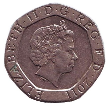 Монета 20 пенсов. 2011 год, Великобритания. Монета 20 пенсов. 2011 год, Великобритания.