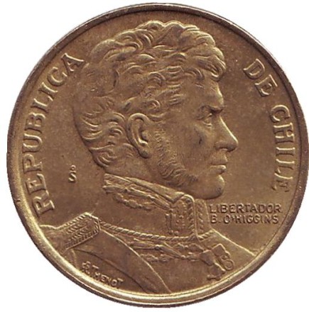 Монета 1 песо. 1979 год, Чили. Бернардо О’Хиггинс. Монета 1 песо. 1979 год, Чили. Бернардо О’Хиггинс.