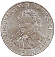 Монета 50 шиллингов. 1978 год, Австрия. 150 лет со дня смерти Франца Шуберта. Монета 50 шиллингов. 1978 год, Австрия. 150 лет со дня смерти Франца Шуберта.