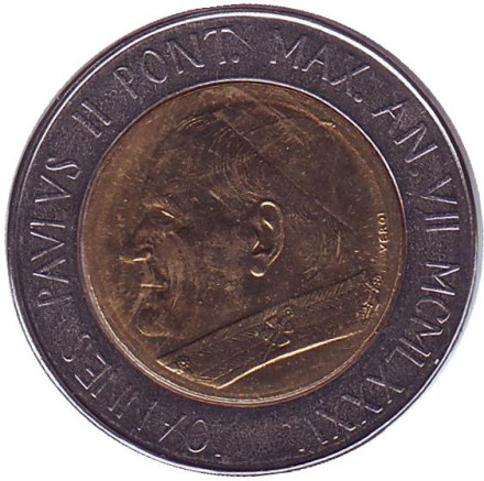 Монета 500 лир. 1985 год, Ватикан. Святой Павел. Монета 500 лир. 1985 год, Ватикан. Святой Павел.