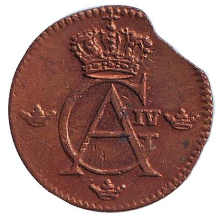 Монета 1/12 скиллинга. 1803 год, Швеция. Монета 1/12 скиллинга. 1803 год, Швеция.