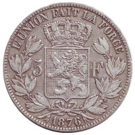 Монета 5 франков. 1876 год, Бельгия. Монета 5 франков. 1876 год, Бельгия.