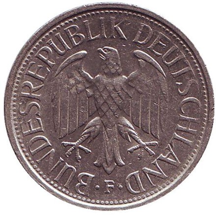 Монета 1 марка. 1978 год (F), ФРГ. Монета 1 марка. 1978 год (F), ФРГ.