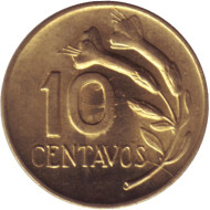 Монета 10 сентаво. 1972 год, Перу. Монета 10 сентаво. 1972 год, Перу.