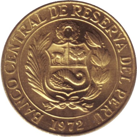 Монета 10 сентаво. 1972 год, Перу. Монета 10 сентаво. 1972 год, Перу.
